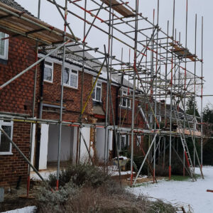 Structural construction underway during the Weybridge house extension