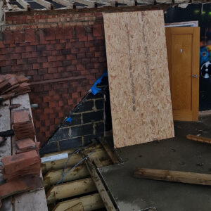 Opening formed in the roof structure during the Weybridge loft conversion