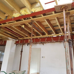 Structural steel beams and timber floor joists installed in Weybridge