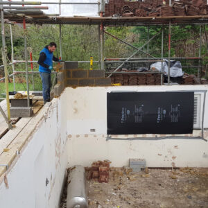 Rear extension structural construction underway in Weybridge