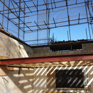 Structural steel frame installed for the large Weybridge house extension