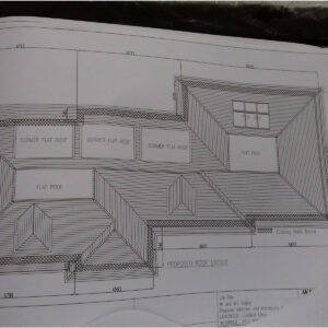Architectural roof design drawing for the Weybridge house extension and loft conversion