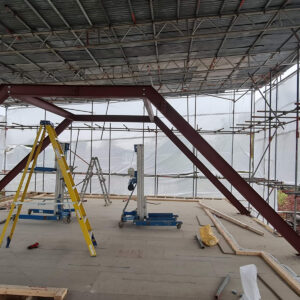 Structural steel frame constructed in Weybridge by Croydon-based builders Art & Build Ltd