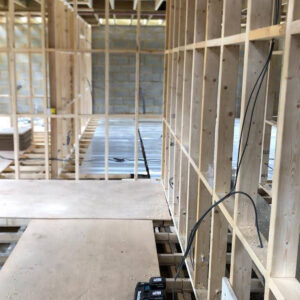 First-floor timber partition framing built by Croydon-based builders Art & Build Ltd in Weybridge