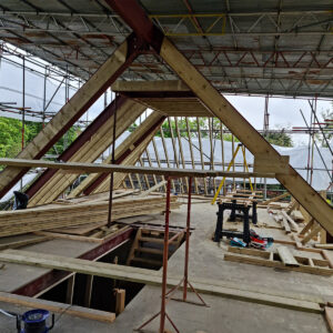 New timber roof framework constructed for the Weybridge loft conversion and extension