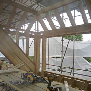 Timber dormer loft structure under construction at the Weybridge property