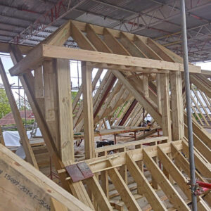 New dormer frame constructed as part of the loft conversion in Weybridge