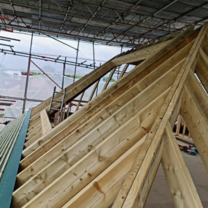 New timber roof construction completed during the full Weybridge house refurbishment