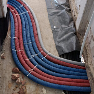 Plumbing pipework installed by Croydon-based construction company Art & Build Ltd during the Weybridge refurbishment
