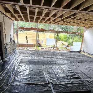Ground floor prepared before screeding by Croydon-based construction company Art & Build Ltd in Weybridge