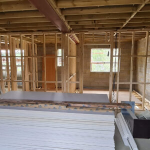 Open-plan house extension framing in Weybridge by Croydon-based builders Art & Build Ltd