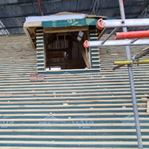 Rooflight opening formed within the new roof structure during the Weybridge loft conversion