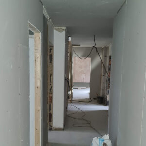 Internal hallway during the Weybridge refurbishment by Croydon-based construction company Art & Build Ltd