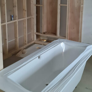 New bath installation during the full house refurbishment in Weybridge