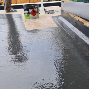 Liquid membrane installation on the new Weybridge house extension flat roof