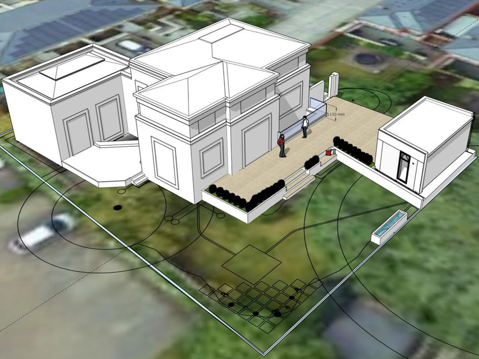 Architectural 3D visualisation of a two-storey house extension with garden design in Wimbledon by Art & Build London.