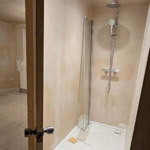 Walk-in shower installation in loft conversion bathroom by Art & Build Ltd on Byegrove Road