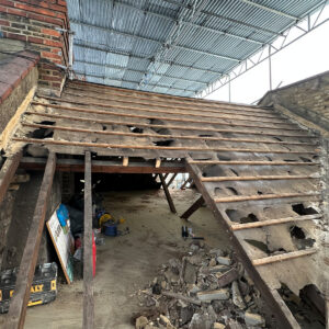Existing roof stripped back and prepared for installation of the new loft structure