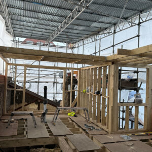 Timber wall framework, structural steel and loft floor construction during a Southwark loft conversion