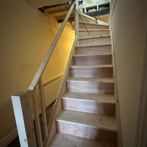 Bespoke timber staircase and balustrade installed during a loft conversion in Southwark