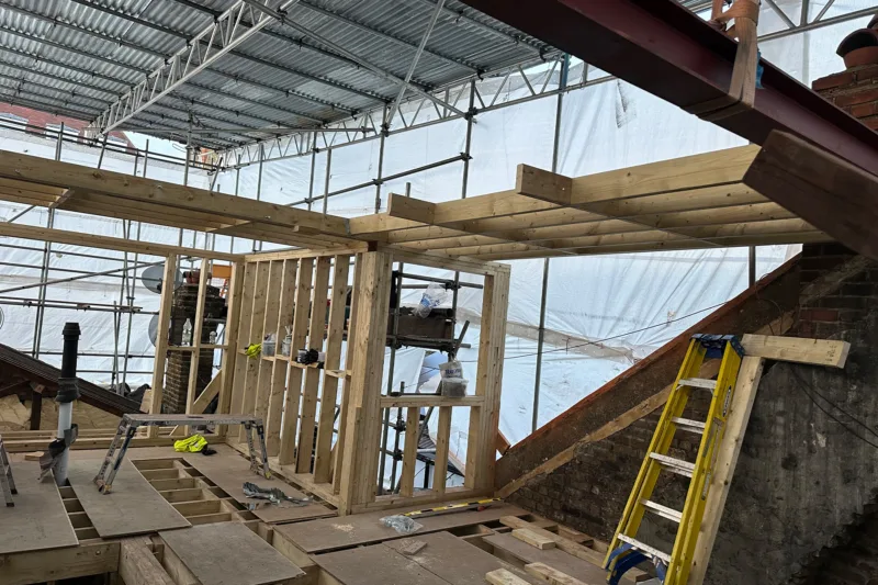 Rear dormer frame construction during structural loft conversion in Croydon