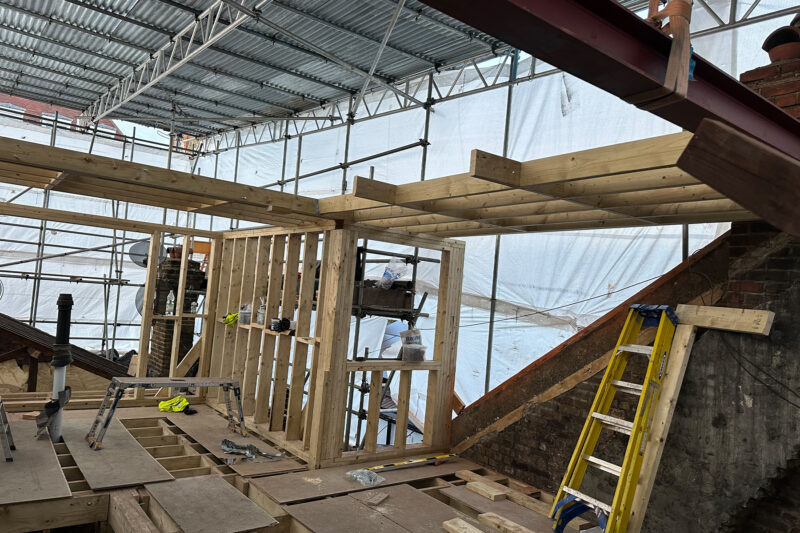 Rear dormer frame construction during structural loft conversion in Croydon