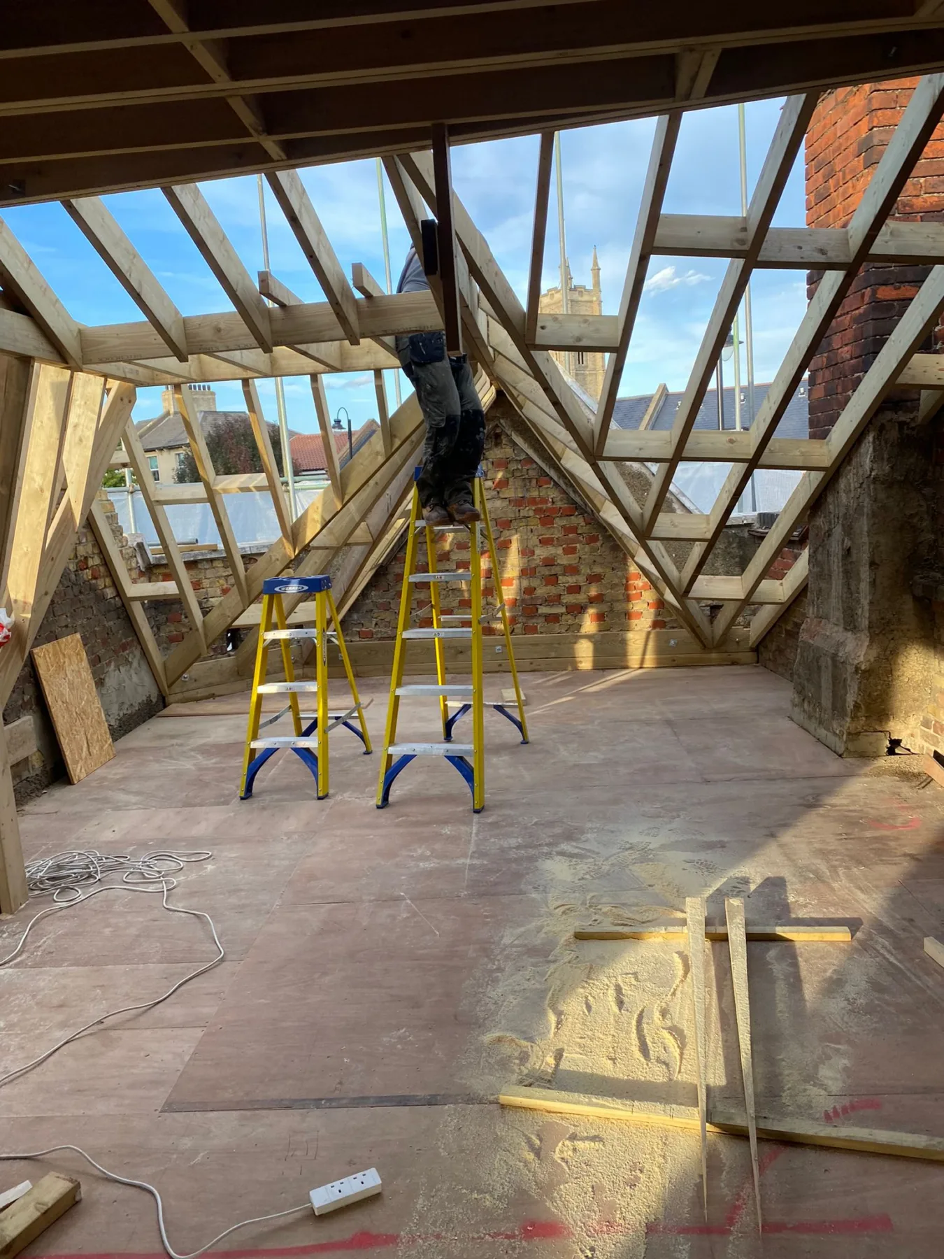 Roof structure in progress during a loft conversion by Art & Build Ltd in Croydon