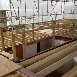 New loft conversion floor joists constructed by Croydon-based builders Art & Build Ltd in Weybridge